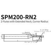 G-SPM200-RN2  2 Flutes with Extended Neck, Corner Radius D4~6 - Big-tools Industrial Supply Tools for Metal Cutting